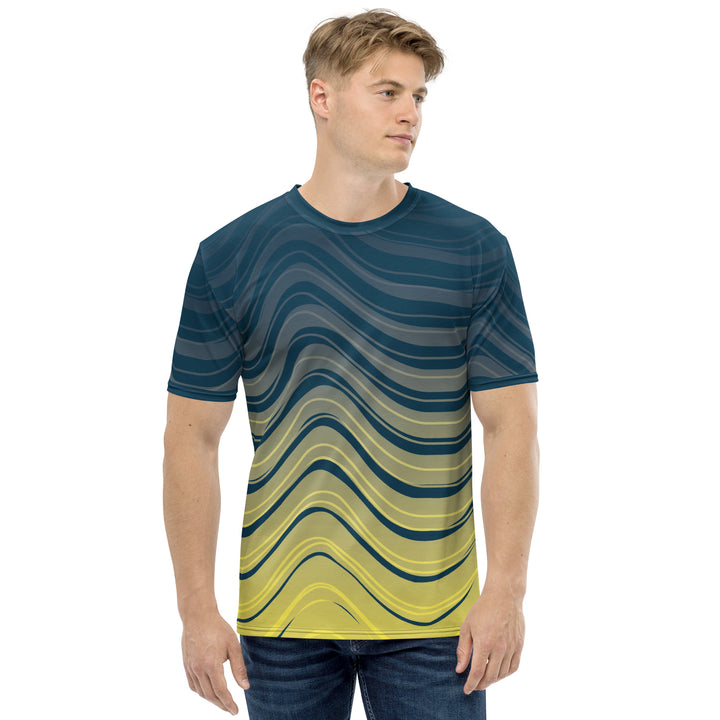 Premium Men's Jersey - Yellow-Blue Wave