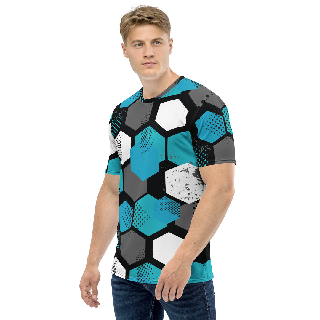 Premium Men's Jersey - Blue-Grey Hexagon