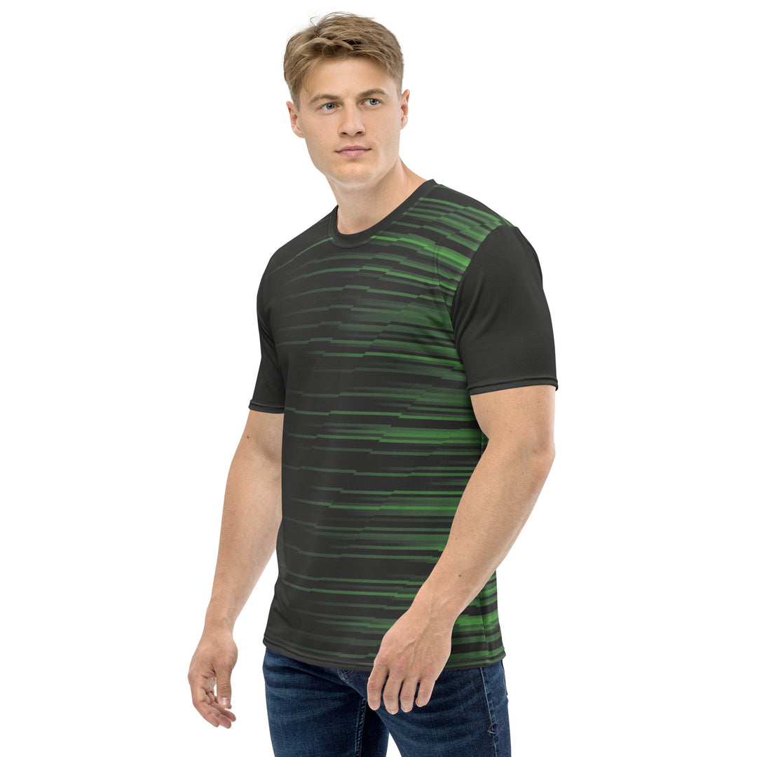 Premium Men's Jersey - Black-Green Thread