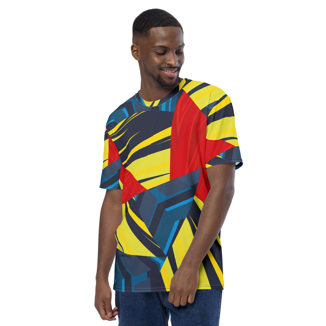 Premium Men's Jersey - Blue-Yellow Geometric