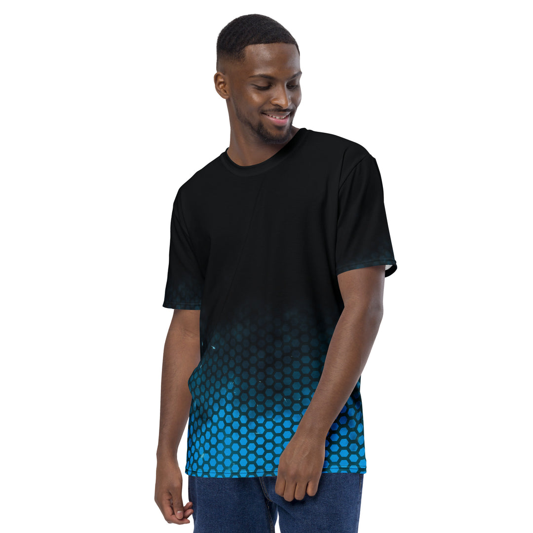 Premium Men's Jersey - Black-Blue Hexagon