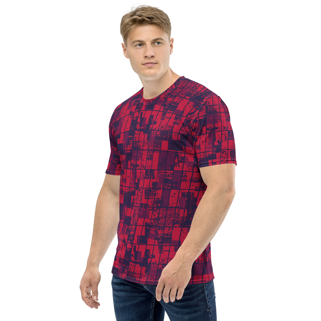 Premium Men's Jersey - Black-Red Grid