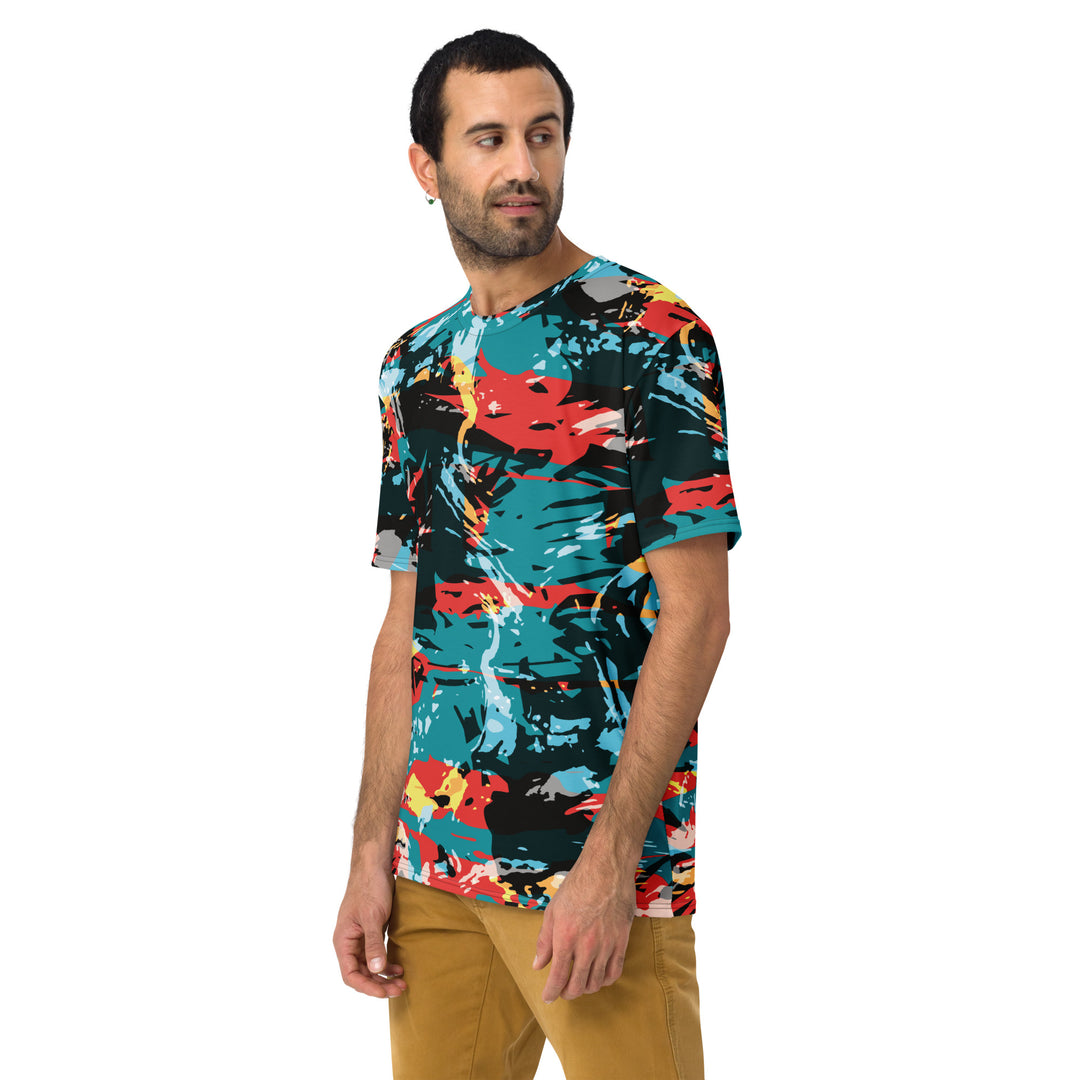 Premium Men's Jersey - Turquoise-Red Jungle