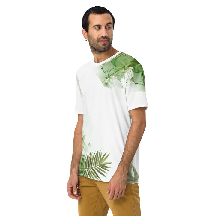 Premium Men's Jersey - White-Green Leaves