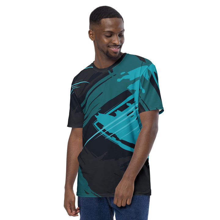 Premium Men's Jersey - Black-Turquoise Screen