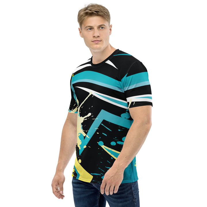 Premium Men's Jersey - Black-Turquoise Splash