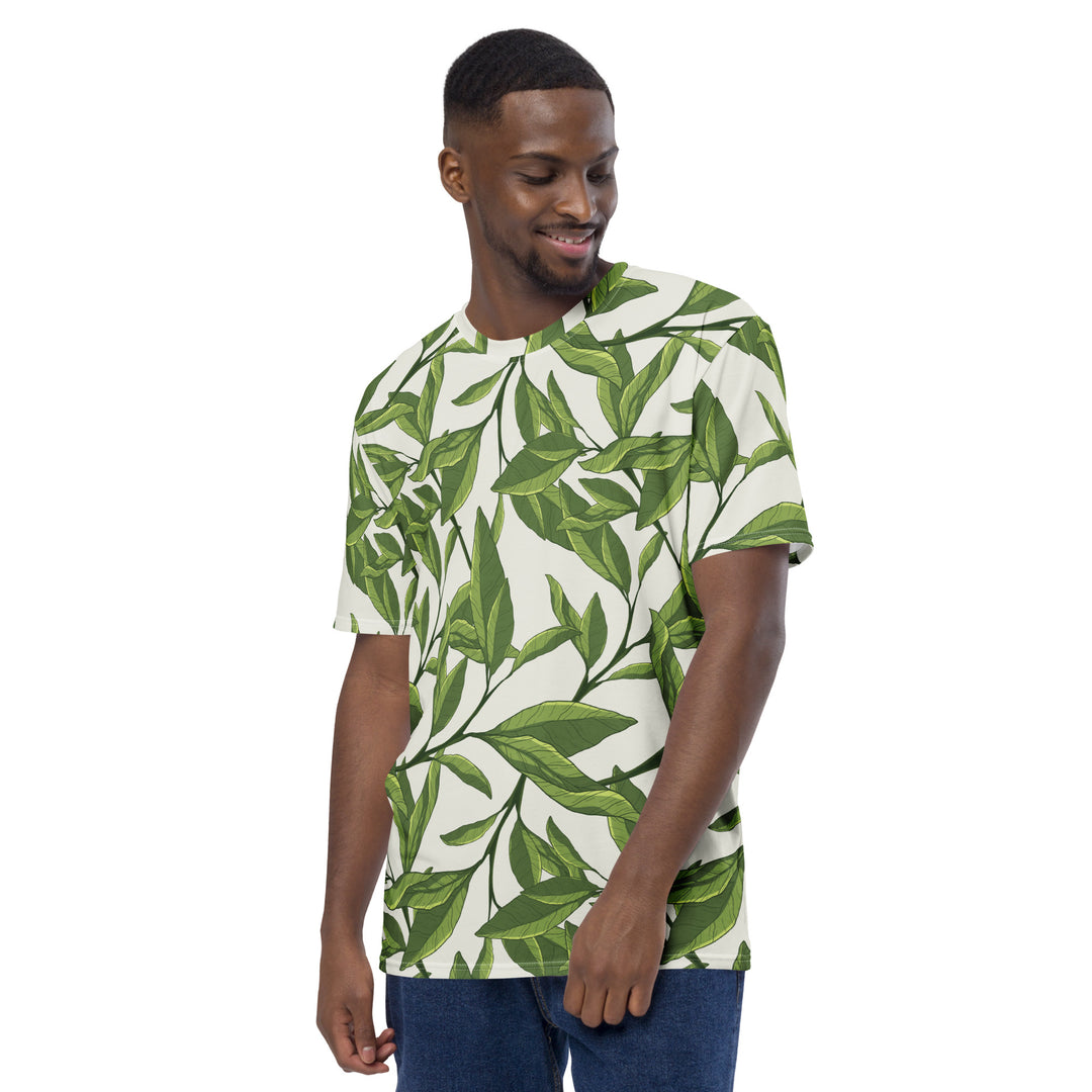 Premium Men's Jersey - Beige-Green Leaves