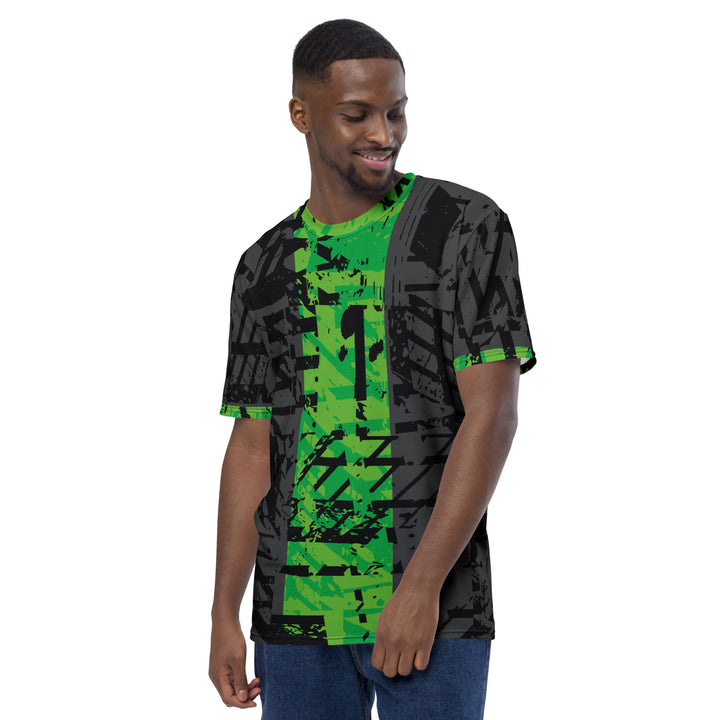 Premium Men's Jersey - Black-Green Bar