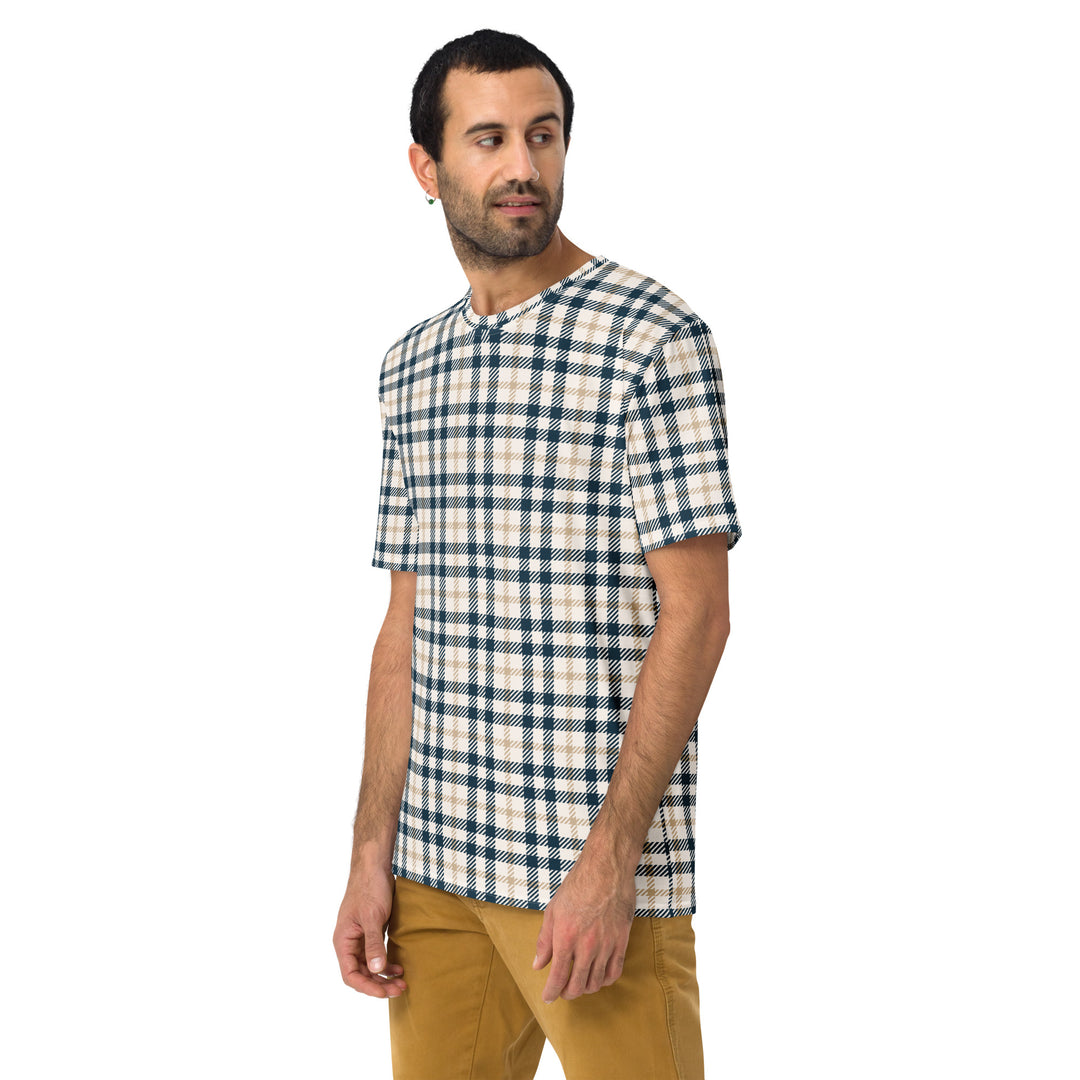 Premium Men's Jersey - Beige-Blue Lattice