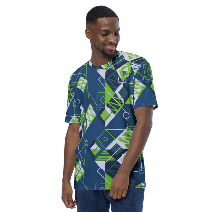 Premium Men's Jersey - Blue-Green Doodle