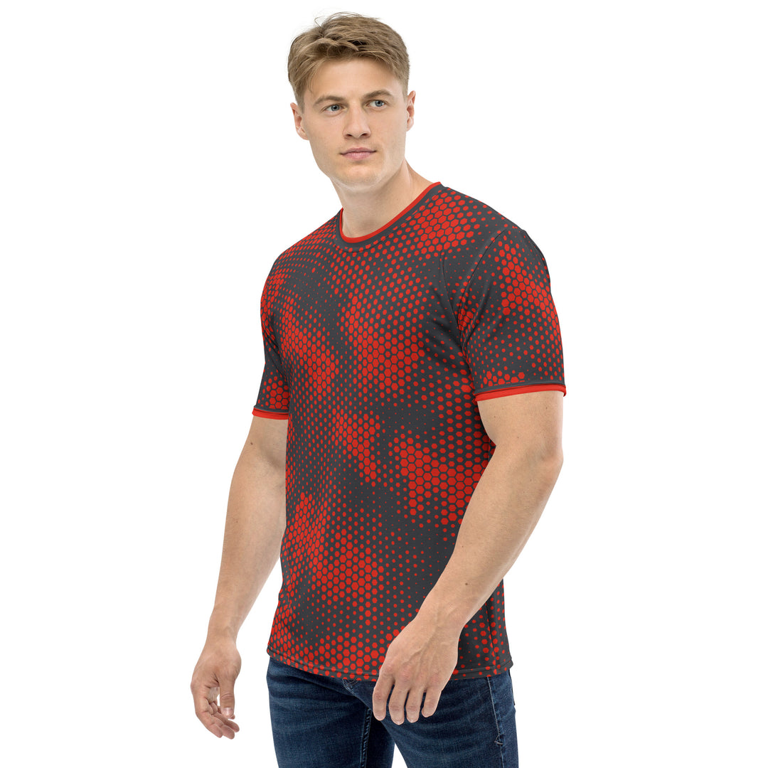 Premium Men's Jersey - Grey-Red Hexagon