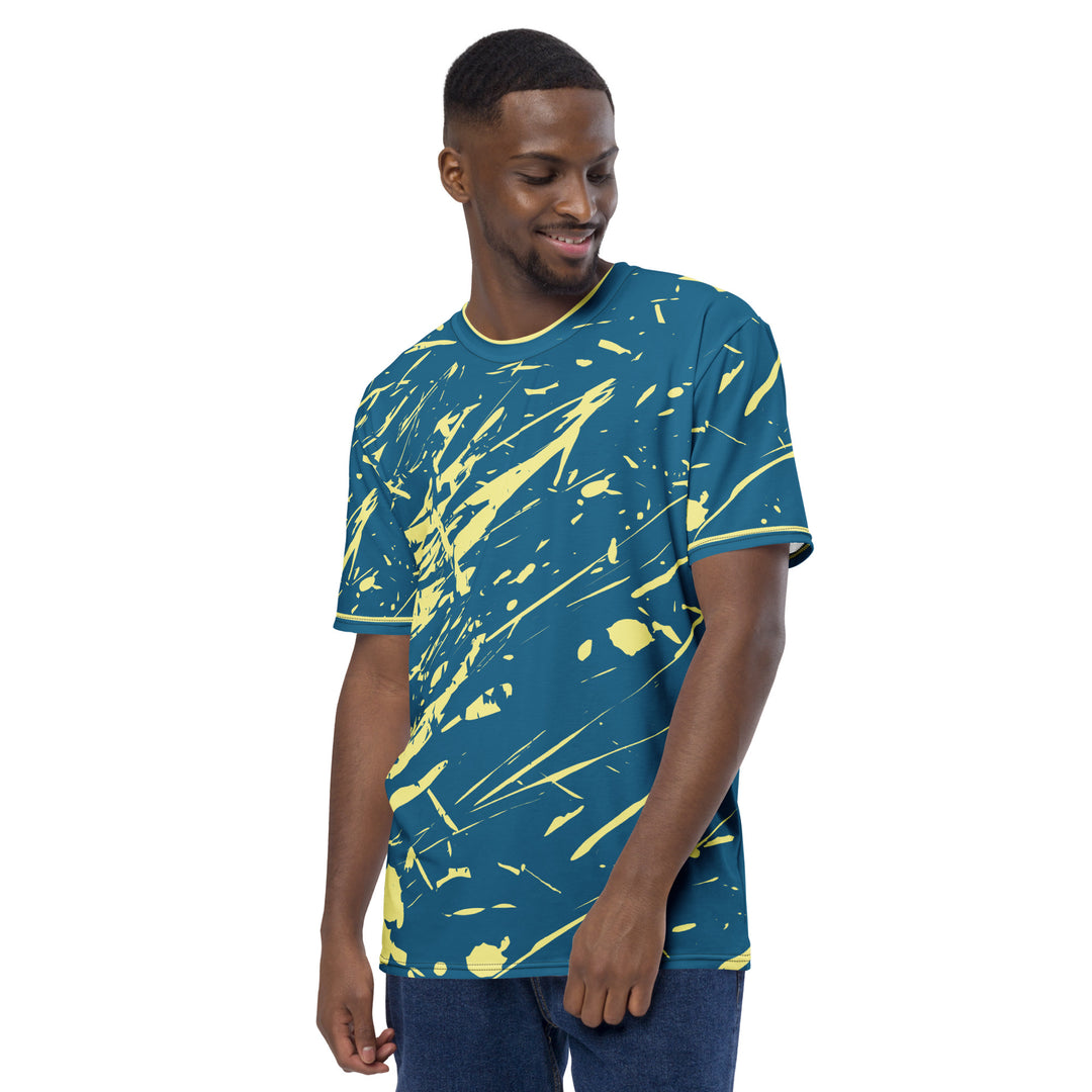 Premium Men's Jersey - Blue-Yellow Splatter