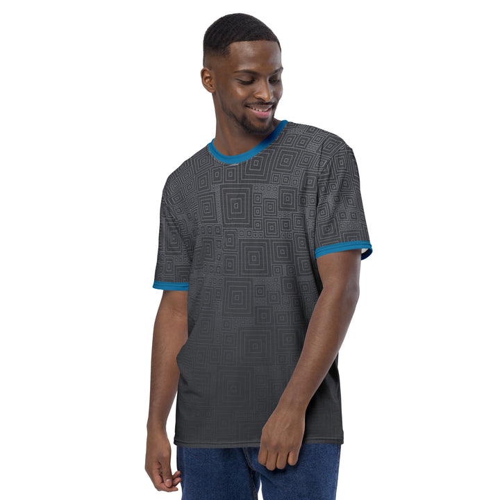 Premium Men's Jersey - Grey-Blue Square