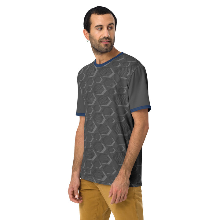 Premium Men's Jersey - Grey-Blue Hexagon