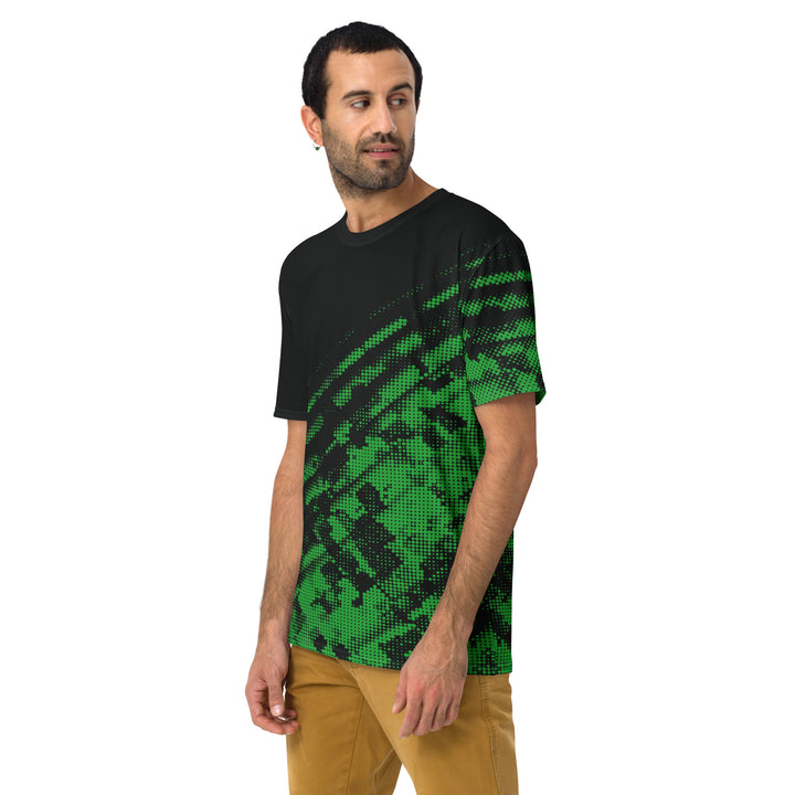 Premium Men's Jersey - Black-Green Halftone