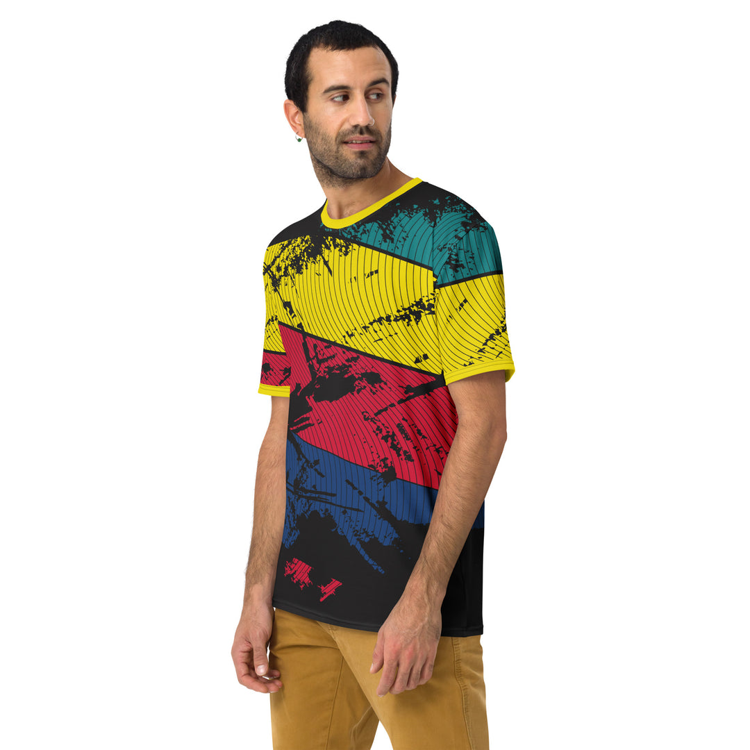 Premium Men's Jersey - Yellow-Blue Curve