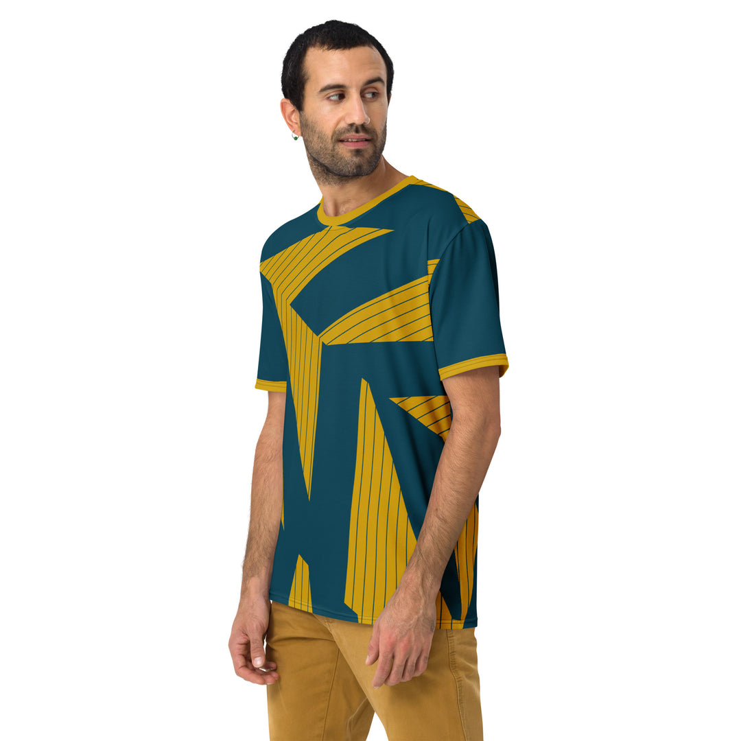 Premium Men's Jersey - Blue-Yellow Triangle