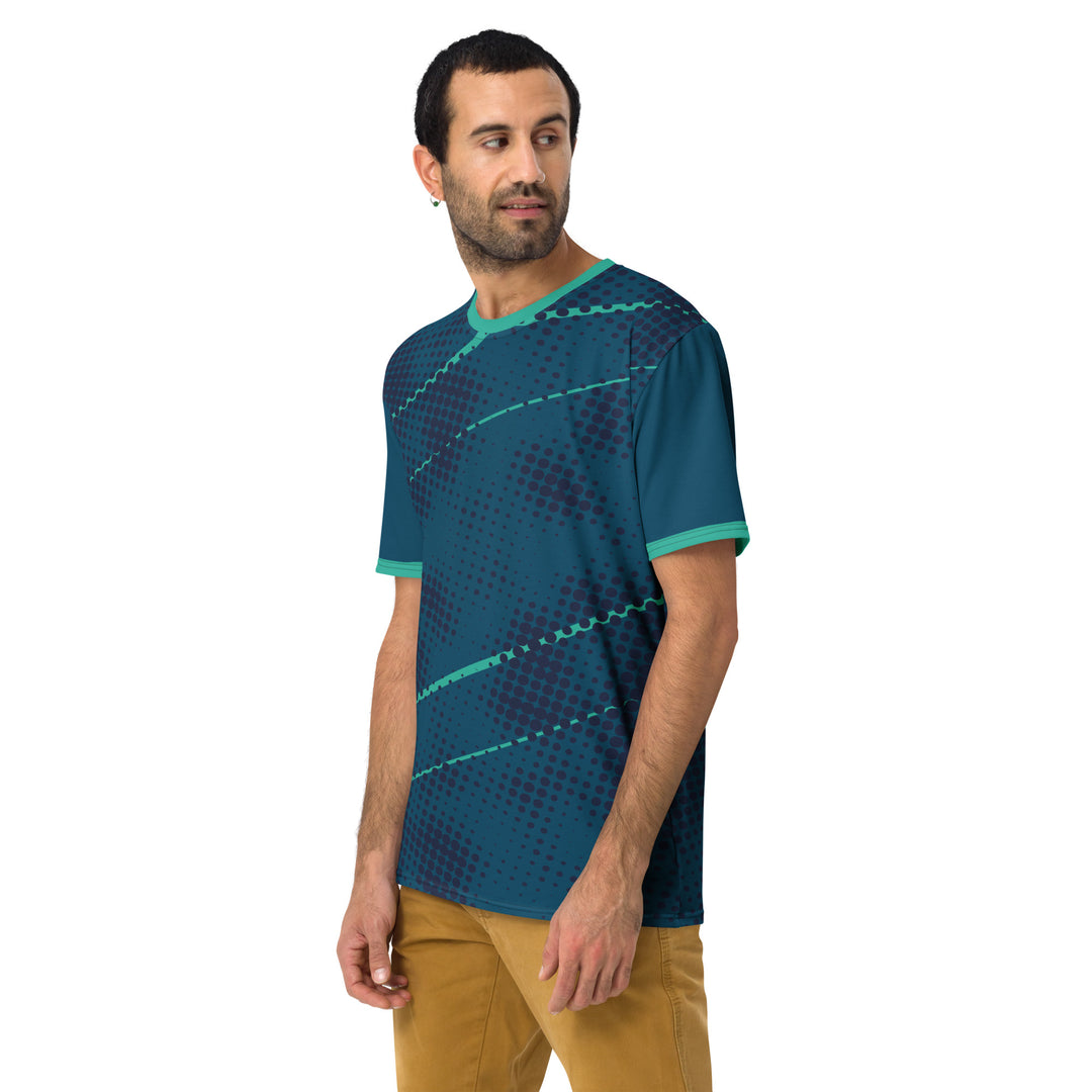 Premium Men's Jersey - Blue-Green Halftone