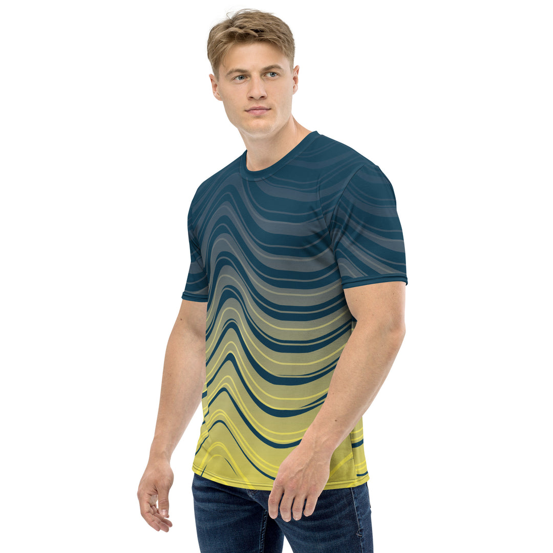 Premium Men's Jersey - Yellow-Blue Wave