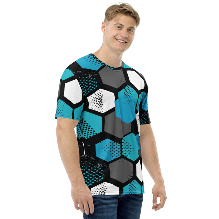 Premium Men's Jersey - Blue-Grey Hexagon