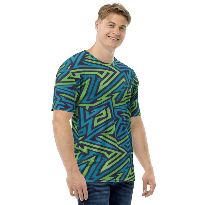 Premium Men's Jersey - Green-Blue Jagged