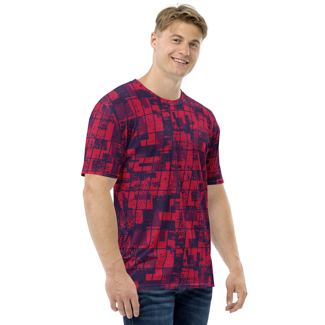 Premium Men's Jersey - Black-Red Grid