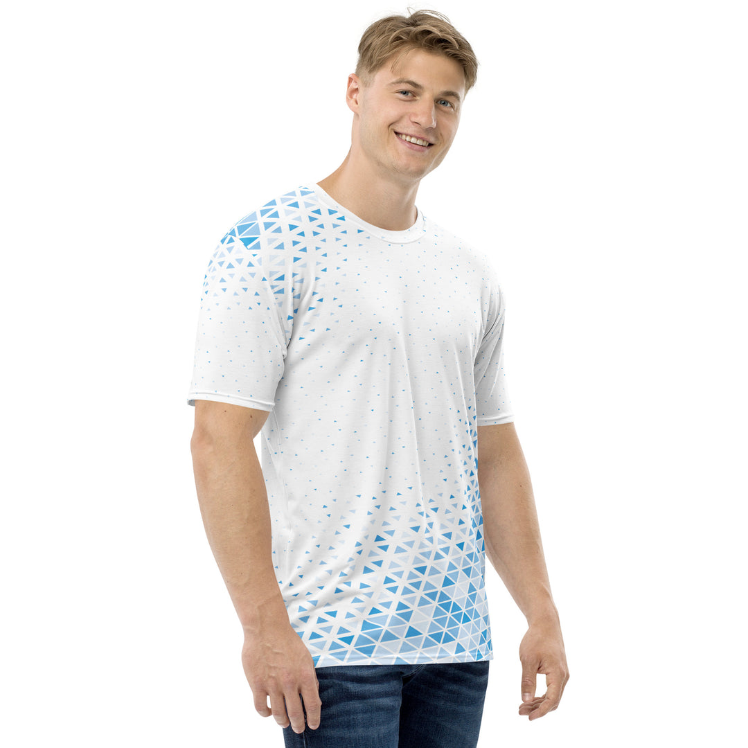 Premium Men's Jersey - White-Blue Triangle