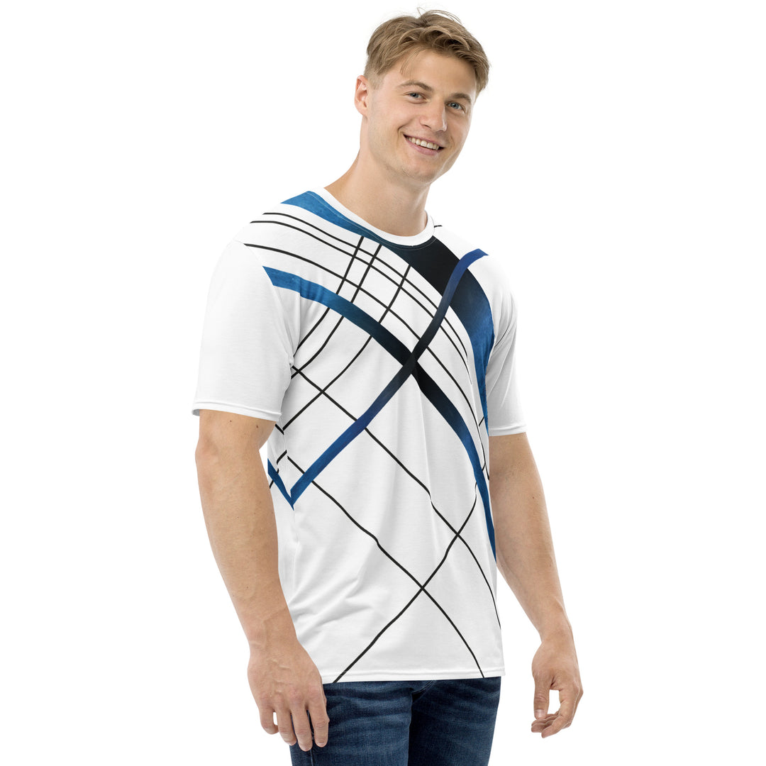 Premium Men's Jersey - White-Blue Abstract