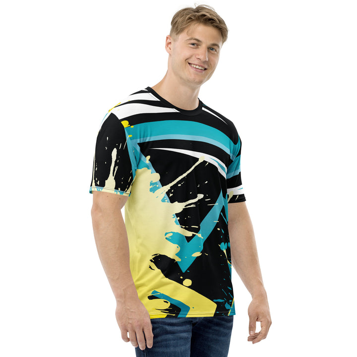 Premium Men's Jersey - Black-Turquoise Splash