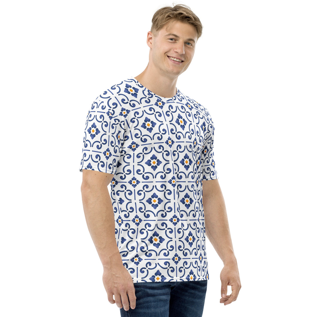 Premium Men's Jersey - White-Blue Tiles