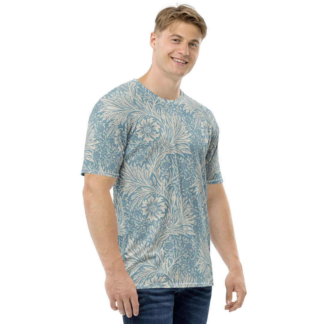 Premium Men's Jersey - Beige-Blue Flower