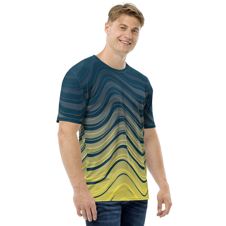 Premium Men's Jersey - Yellow-Blue Wave