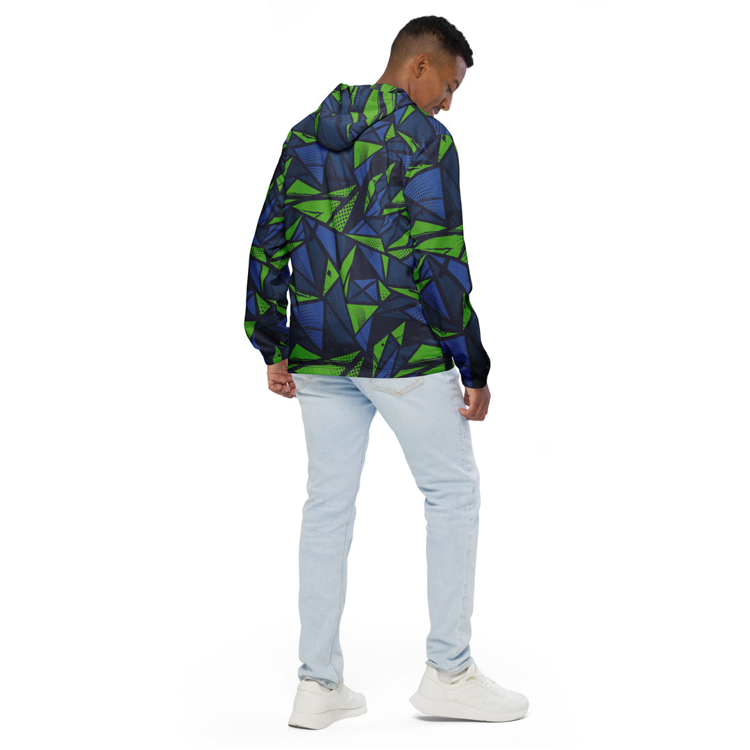 Men’s Windbreaker - Green-Blue Crack