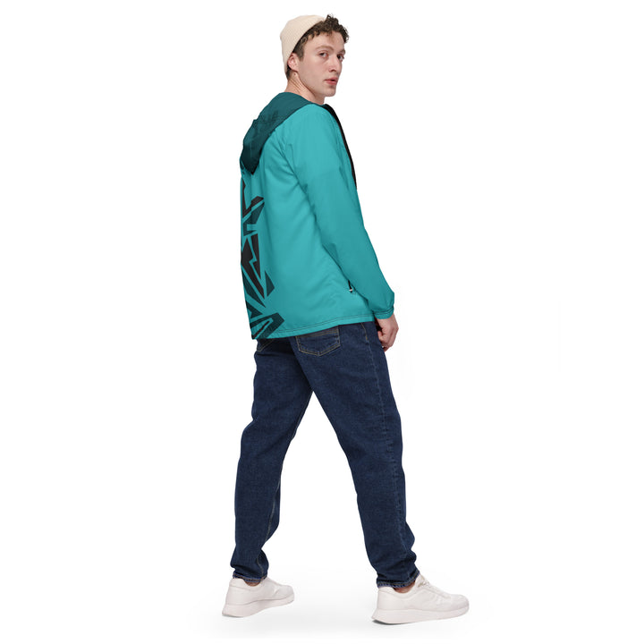 Men’s Windbreaker - Turquoise-Grey Edge