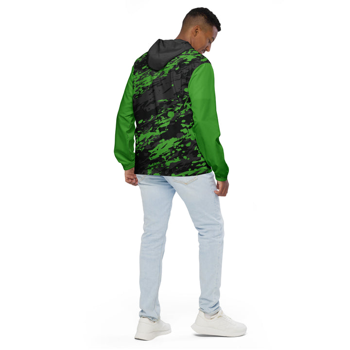 Men’s Windbreaker - Black-Green Particles