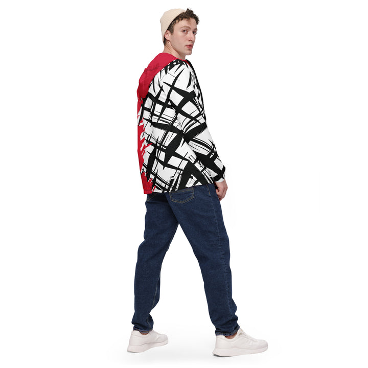 Men’s Windbreaker - White-Red Overdraw