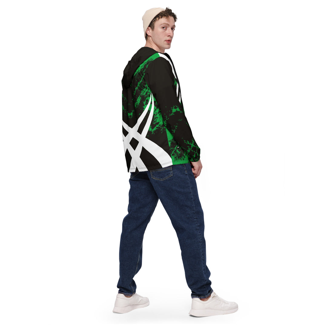 Men’s Windbreaker - Black-Green Tribal