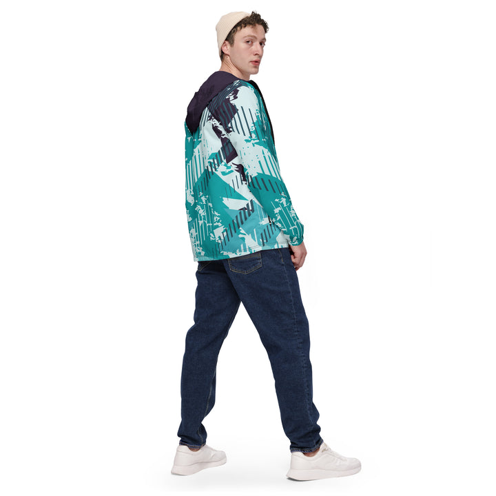 Men’s Windbreaker - Turquoise-White Tracks