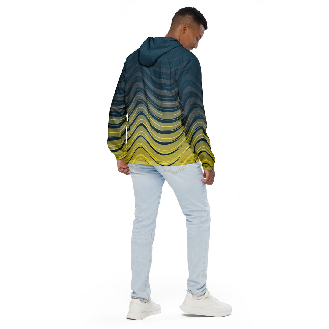 Men’s Windbreaker - Yellow-Blue Wave