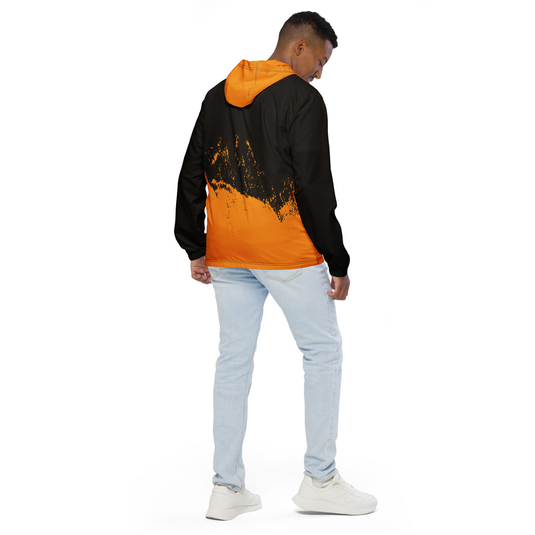 Men’s Windbreaker - Black-Orange Grunge