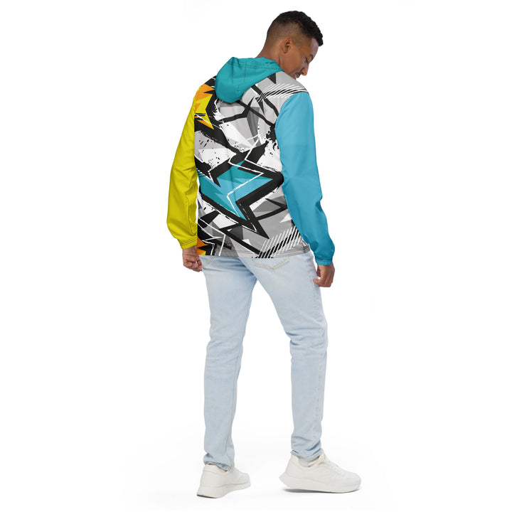 Men’s Windbreaker - Turquoise-Grey Comic