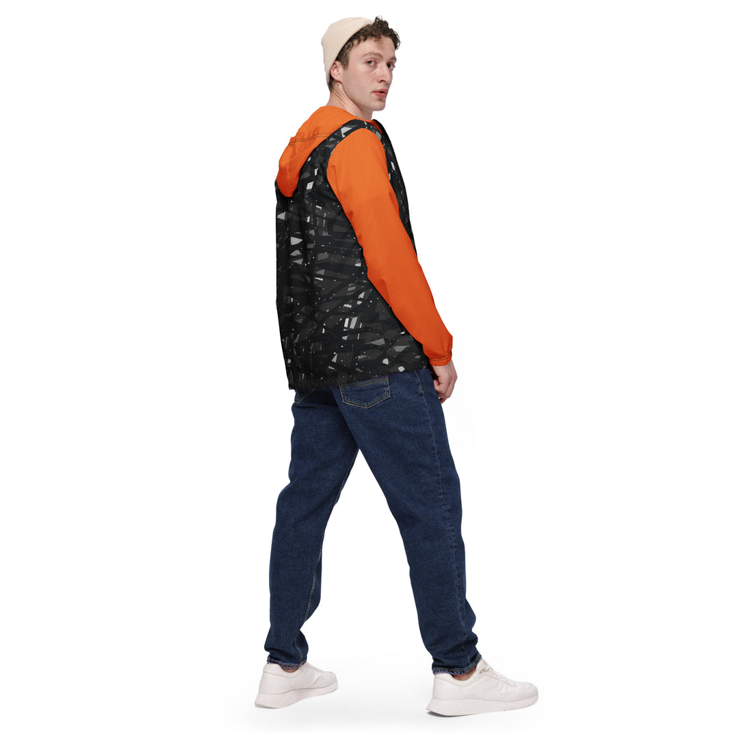 Men’s Windbreaker - Black-Orange Shards