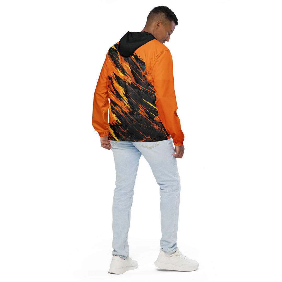 Men’s Windbreaker - Black-Orange Scratch