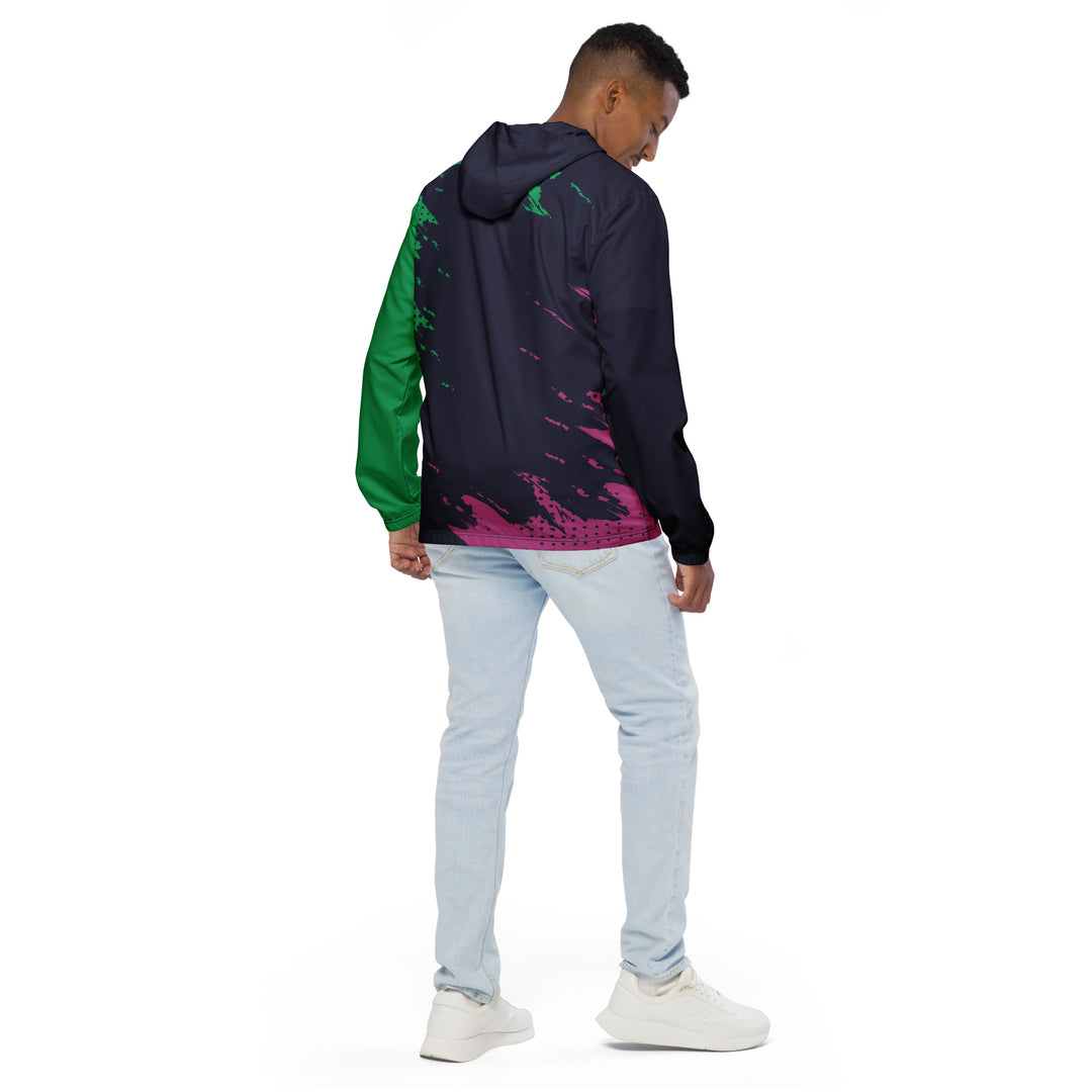 Men’s Windbreaker - Black-Green Splash