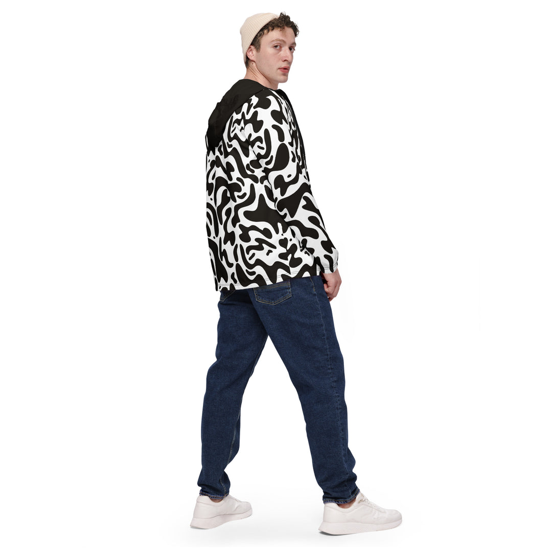 Men’s Windbreaker - Black-White Sketch