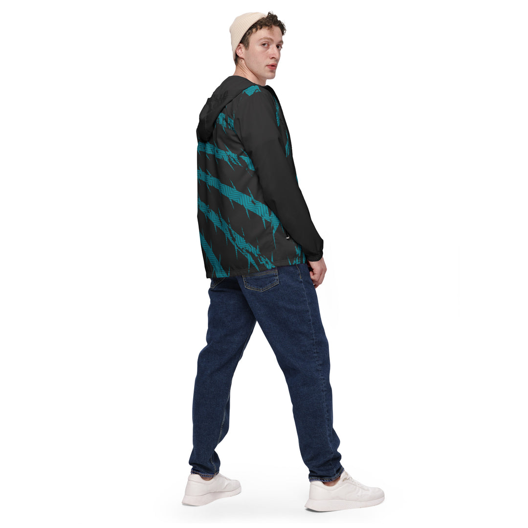 Men’s Windbreaker - Black-Turquoise Spike