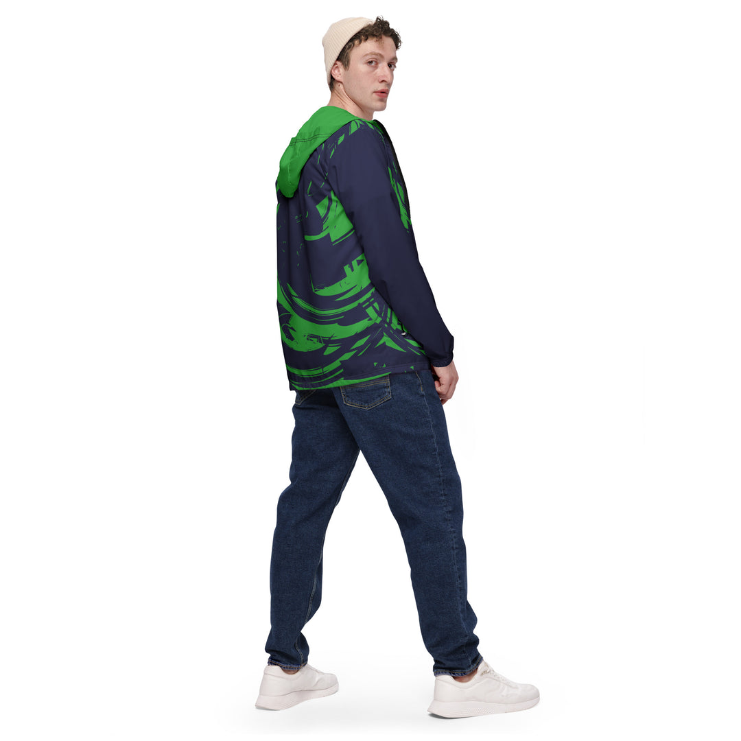 Men’s Windbreaker - Blue-Green Curl