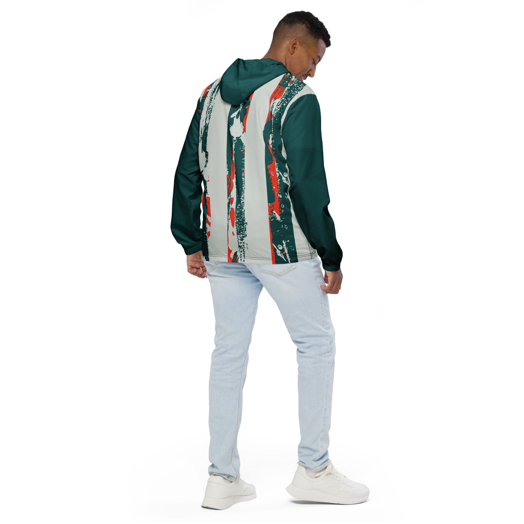 Men’s Windbreaker - Green-Grey Bar