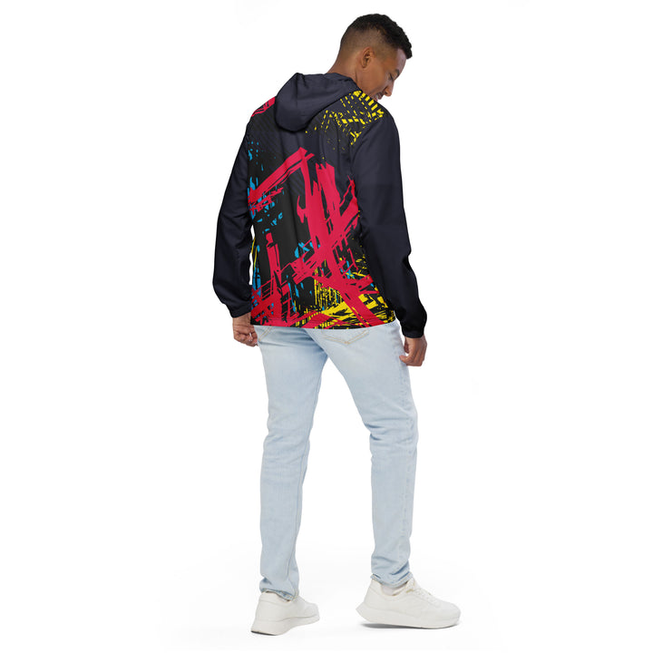 Men’s Windbreaker - Grey-Pink Graffiti