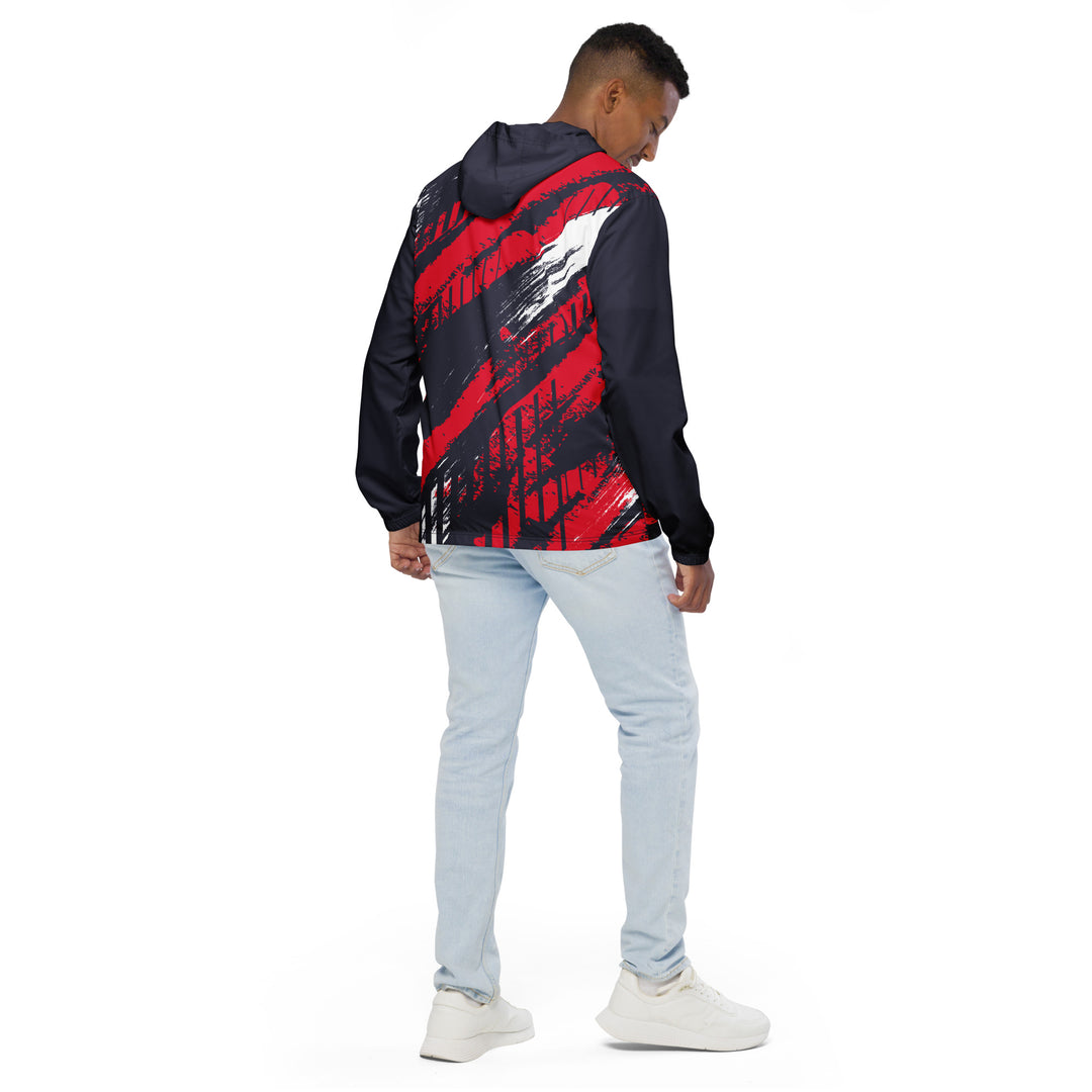 Men’s Windbreaker - Grey-Red Rush